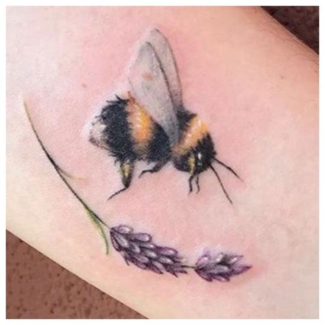 bumble bee flower tattoo